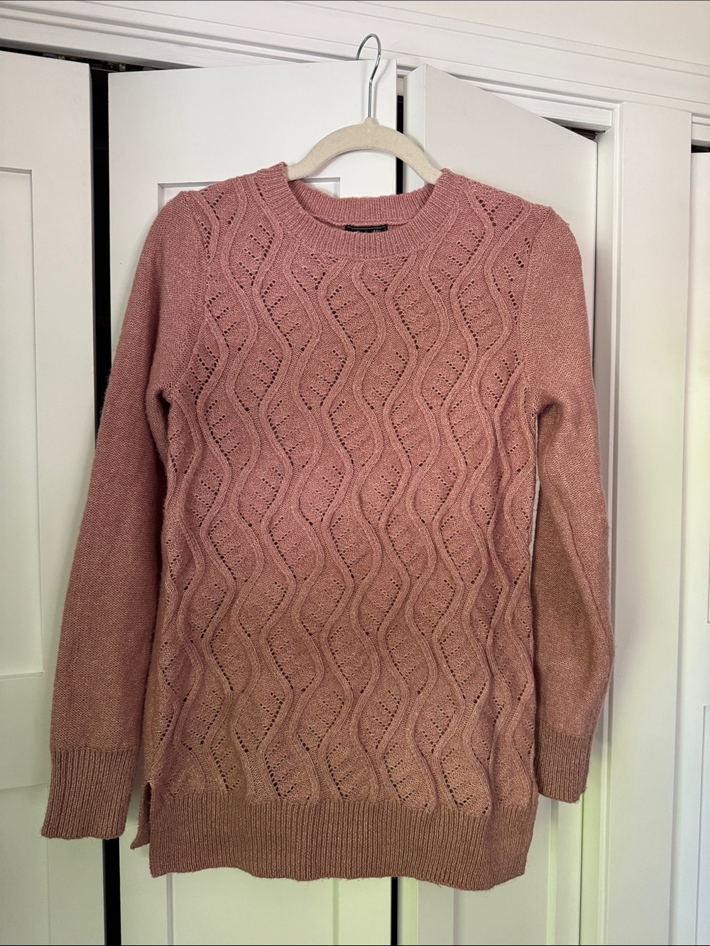 MATERNITY Soft Knit Wave Cable Sweater - Dusty Rose